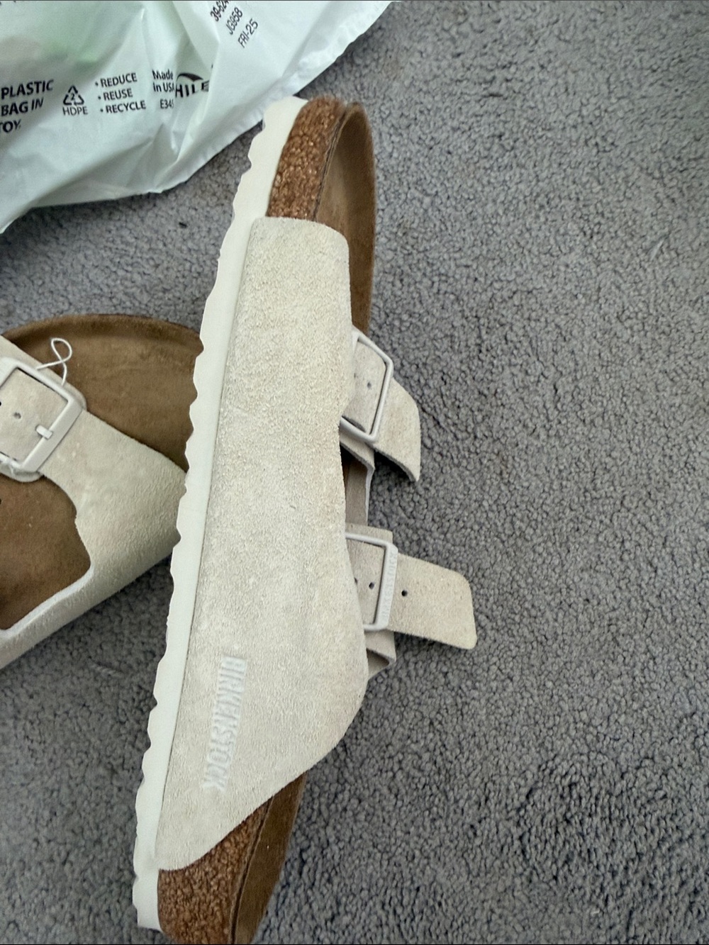 Birkenstock Off-White Suede Two-Strap Sandals - Picture 4 of 5